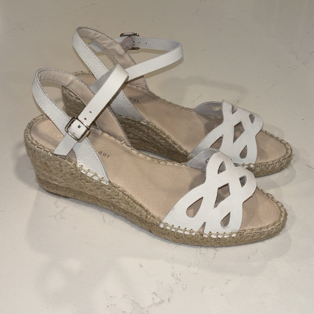 NWOB Eric Michael Ruby Cutout Espadrille Wedge Sandals Women 38 Made in Spain
